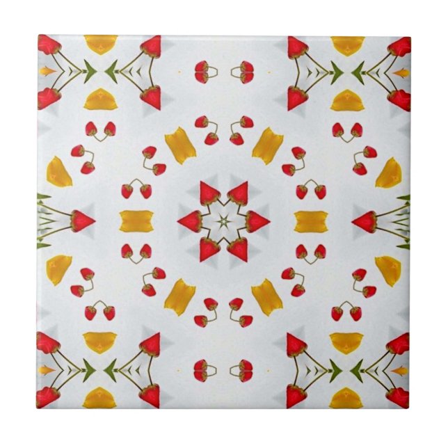 Atomic Mid Century Flower Vintage Tile (Front)