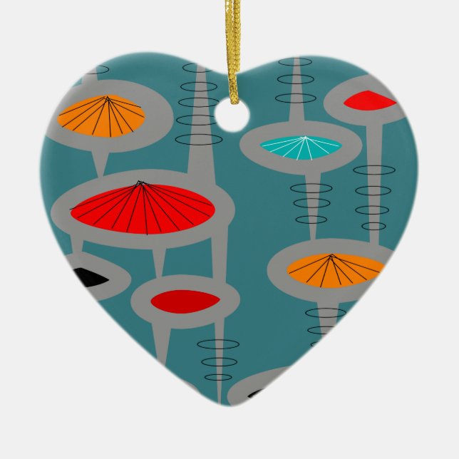 Atomic Mid-Century Inspired Abstract Ceramic Tree Decoration (Front)