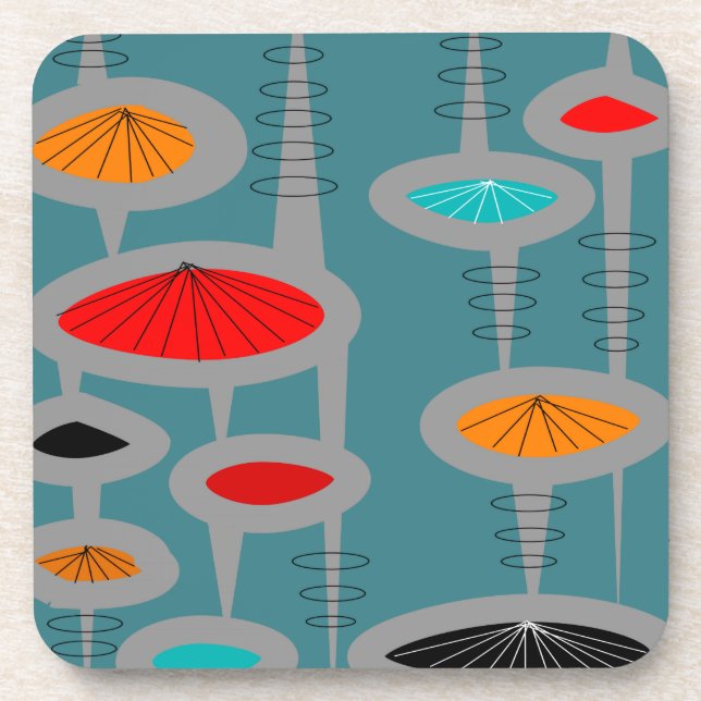 Atomic Mid-Century Inspired Abstract Coaster (Front)