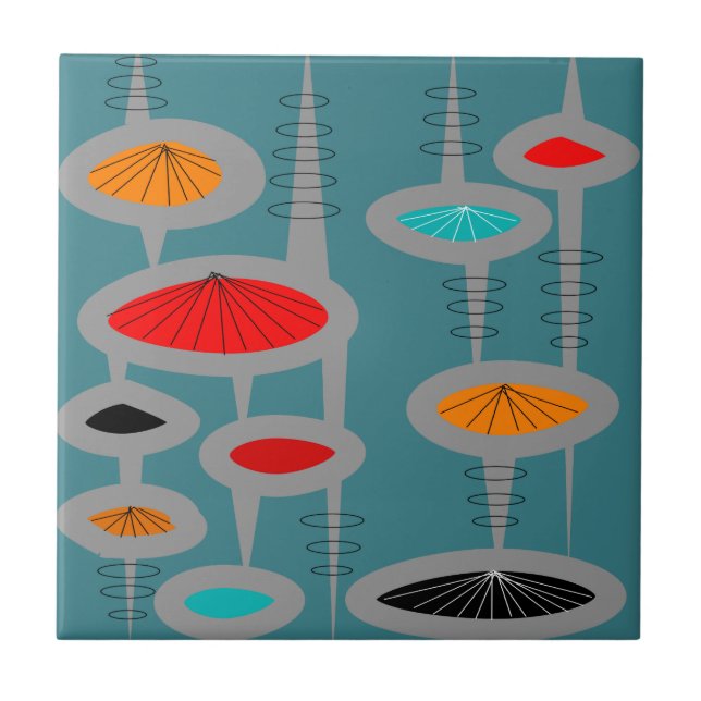 Atomic Mid-Century Inspired Abstract Tile (Front)