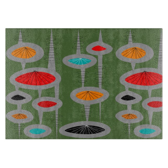 Atomic Mid-Century Inspired Pattern  Cutting Board (Front)