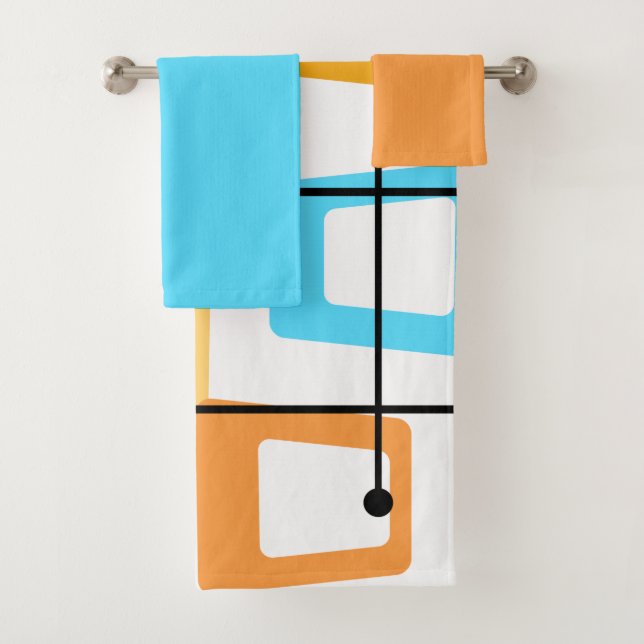 Atomic Mid-Century Modern Bath Towel Set (Insitu)