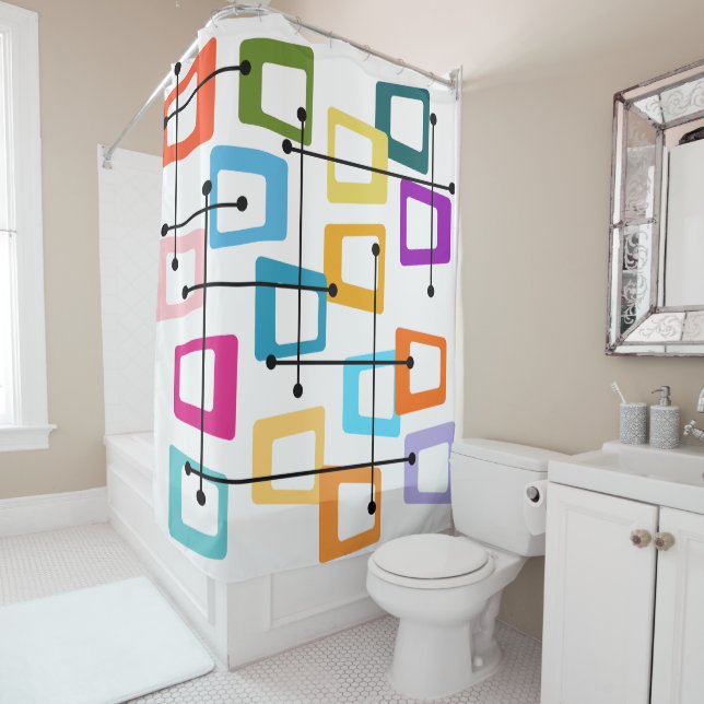 Atomic Mid-Century Modern Shower Curtain (In Situ)