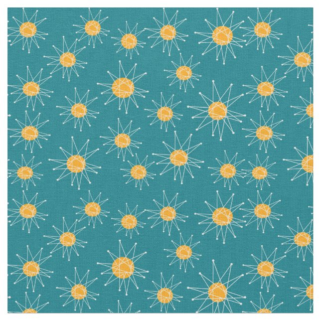 Atomic Mid-Century Starburst Pattern Fabric (Close Up)