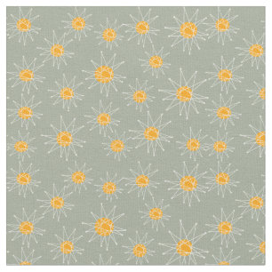 Atomic Mid-Century Starburst Pattern Green Fabric