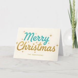 Atomic Midcentury Script Merry Christmas Holiday Card