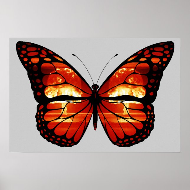 Atomic Mushroom Cloud Butterfly Print Poster (Front)