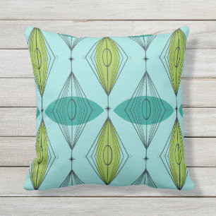 Atomic Ogee and Starbursts Outdoor Pillow