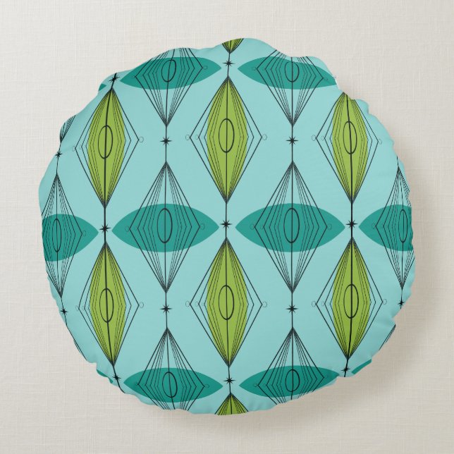 Atomic Ogee and Starbursts Round Pillow (Back)