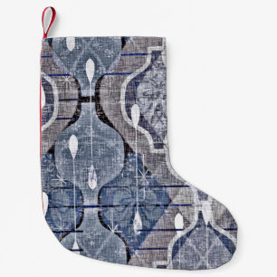 Atomic Ogee Blue Grey Modern Farmhouse Midcentury Small Christmas Stocking