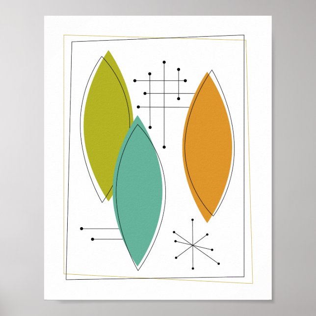 Atomic Ornaments Mid Century Modern Art Poster (Front)