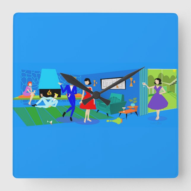 Atomic Palm Springs Cocktail Party Clock (Front)