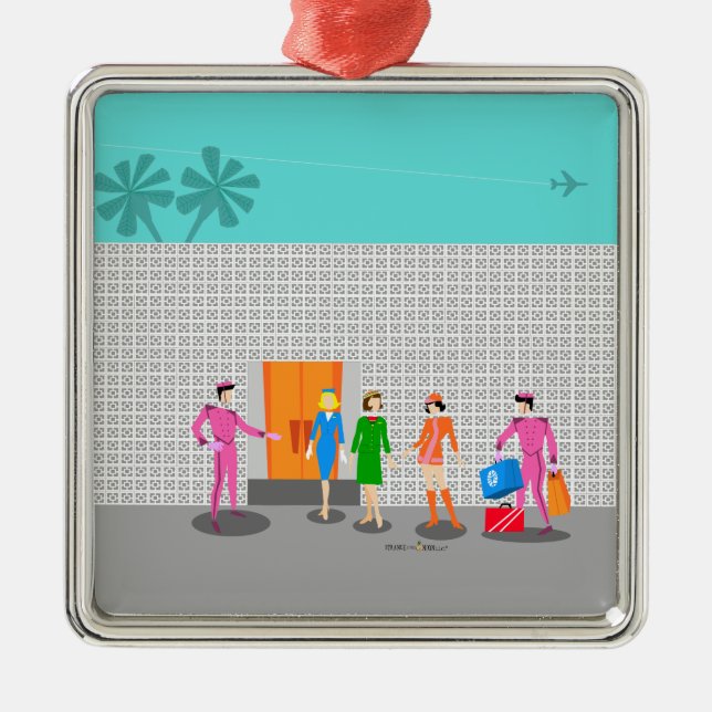 Atomic Palm Springs Stewardess Ceramic Ornament (Front)