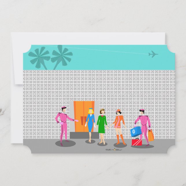 Atomic Palm Springs Stewardess Party Invitation (Front)