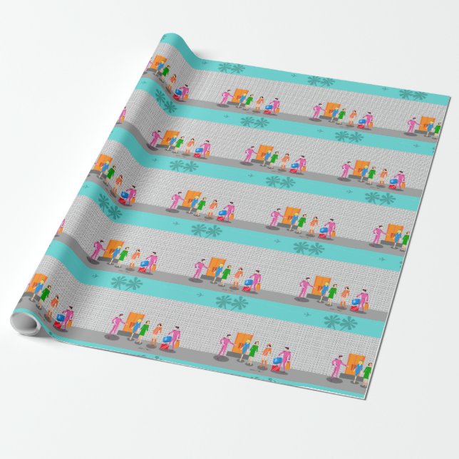 Atomic Palm Springs Stewardess Wrapping Paper (Unrolled)