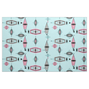Atomic Pink and Grey Pattern Fabric