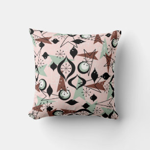 Atomic, Pink, Black and Aqua Fifties Throw Pillow