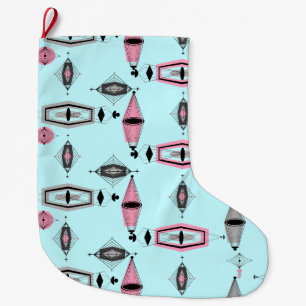 Atomic Pink & Grey Pattern Christmas Stocking