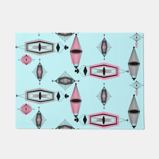 Atomic Pink & Grey Pattern Door Mat (Front)