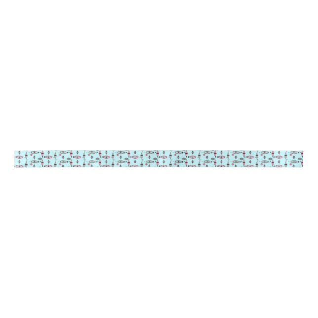 Atomic Pink & Grey Pattern Satin Ribbon (Front)