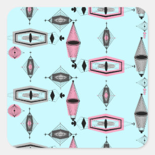 Atomic Pink & Grey Pattern Stickers