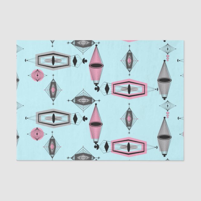 Atomic Pink & Grey Pattern Tissue Paper (Front)