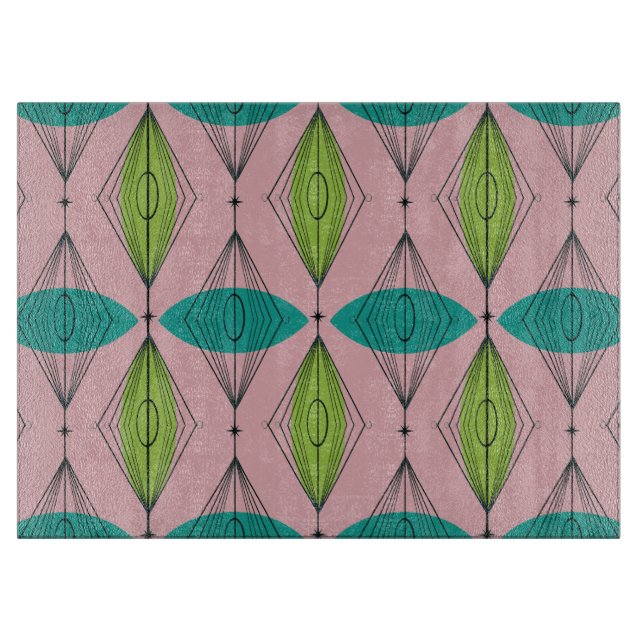 Atomic Pink Ogee and Starbursts Cutting Board (Front)