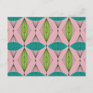 Atomic Pink Ogee and Starbursts Postcard