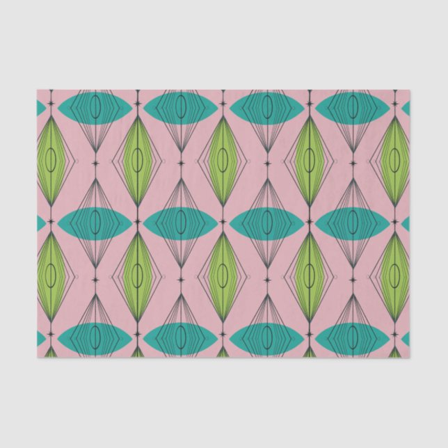 Atomic Pink Ogee & Starburst Tissue Paper (Front)