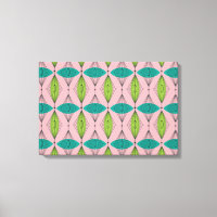 Atomic Pink Ogee & Starburst Wrapped Canvas