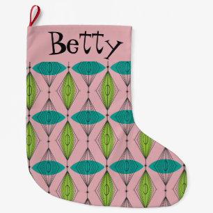 Atomic Pink Ogee & Starbursts Christmas Stocking