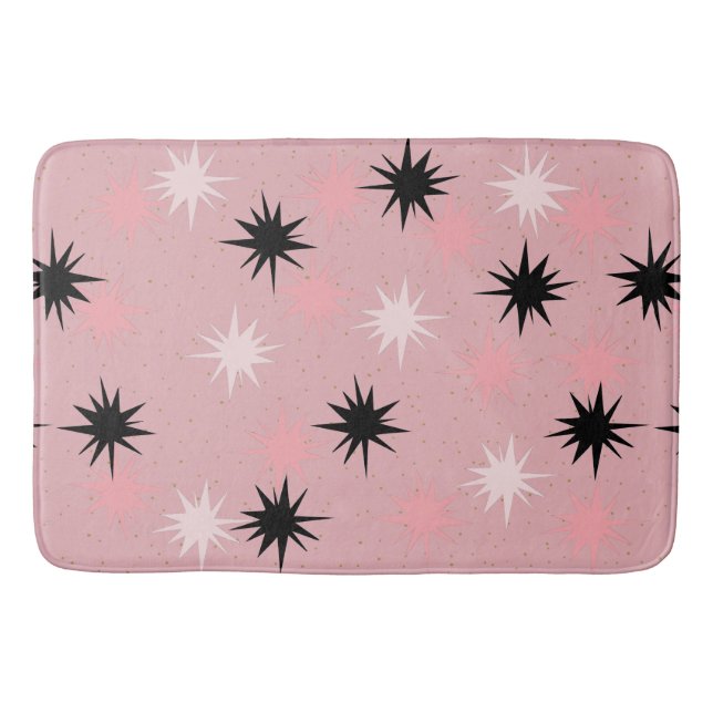 Atomic Pink Starbursts Bath Mat (Front)