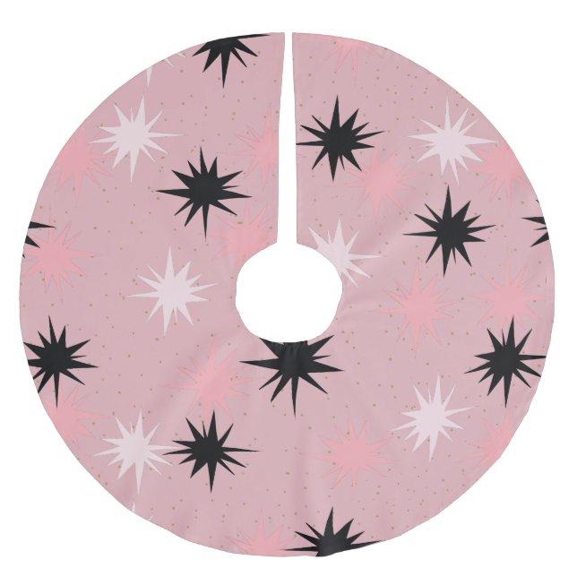 Atomic Pink Starbursts Christmas Tree Skirt (Front)