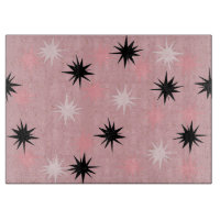 Atomic Pink Starbursts Glass Cutting Board