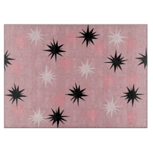 Atomic Pink Starbursts Glass Cutting Board