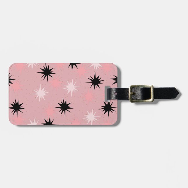 Atomic Pink Starbursts Luggage Tag (Front Horizontal)