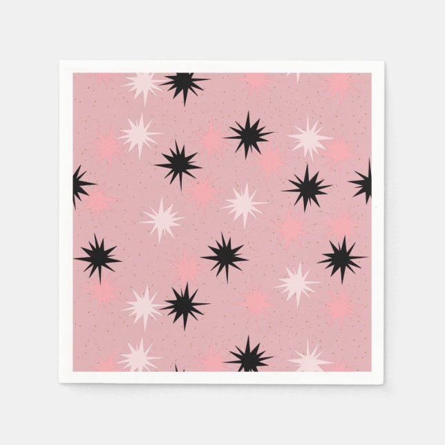 Atomic Pink Starbursts Paper Napkins (Front)