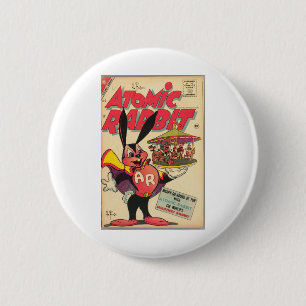 Atomic Rabbit - Superhero - Super Rabbit - Retro 6 Cm Round Badge