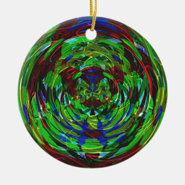 Atomic Reaction Kaleidoscope Ceramic Tree Decoration (Front)
