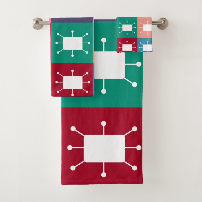 Atomic Rectangles  Bath Towel Set (Insitu)