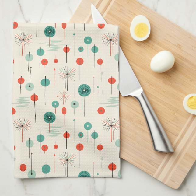 Atomic Red and Green Christmas Kitchen Towel (Quarter Fold)