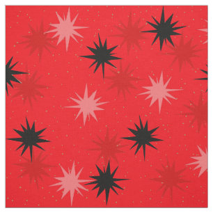 Atomic Red Starbursts Combed Cotton Fabric