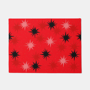 Atomic Red Starbursts Door Mat