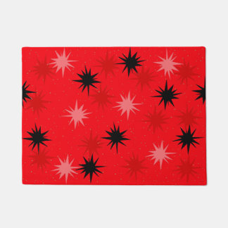Atomic Red Starbursts Door Mat