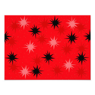 Atomic Red Starbursts Photo Paper Print