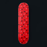 Atomic Red Starbursts Skateboard<br><div class="desc">This Atomic Red Starbursts Skateboard has all of the mid century modern fun of your grandma’s kitchen, minus the sticky linoleum. The kitschy design features a red background with gold speckles and randomly placed starbursts in black, and shades of red and dark pink. This vintage inspired pattern is mod enough...</div>