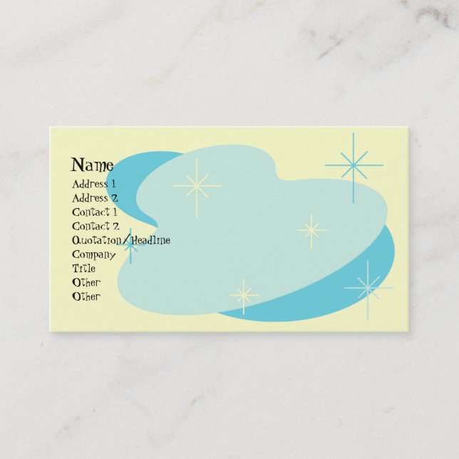 Atomic Retro Aqua Blue & Cream Business Card (Front)