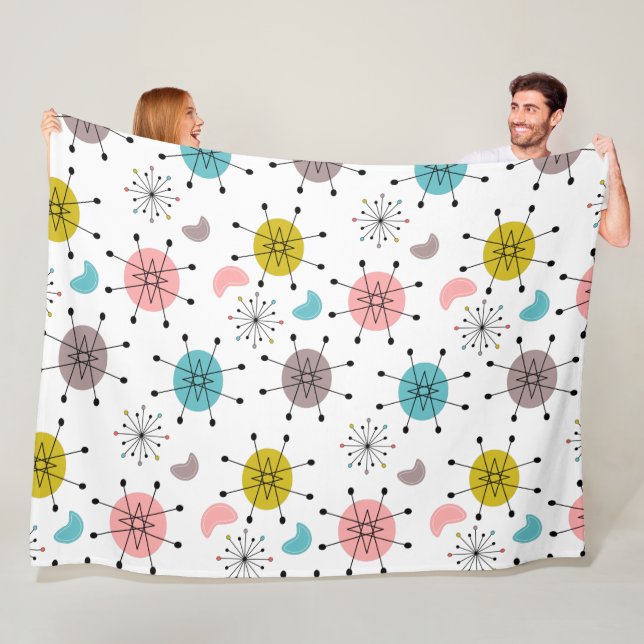 Atomic Retro Starburst Pattern Fleece Blanket (In Situ)