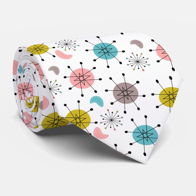 Atomic Retro Starburst Pattern Tie (Rolled)
