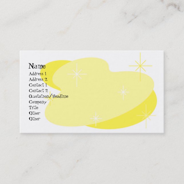 Atomic Retro Yellow & White Business Card (Front)